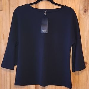 Jones New York Bell Sleeve Top Size Medium Color Navy Blue
